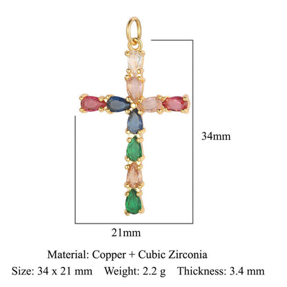 Cross jadeite copper zircon pendant.