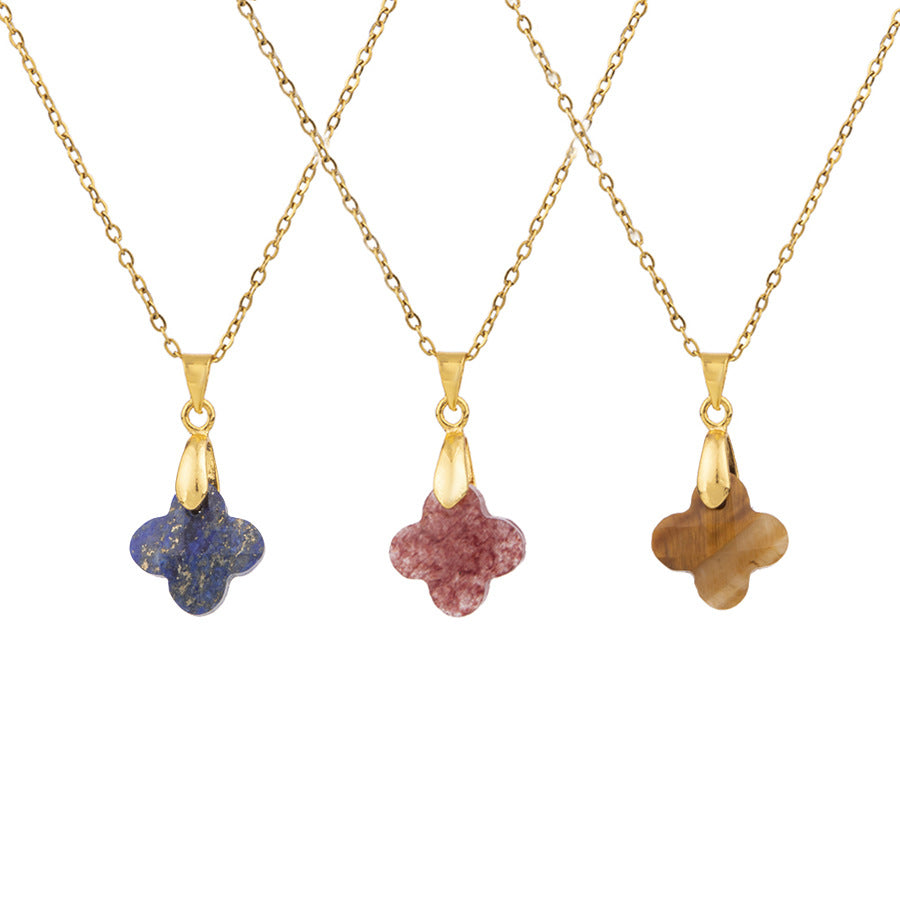 Crystal lucky faceted four-leaf clover necklace pendant