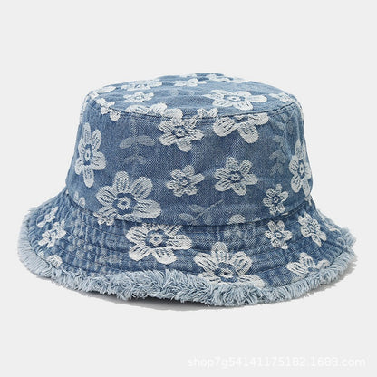 Chic Denim Flower Hat