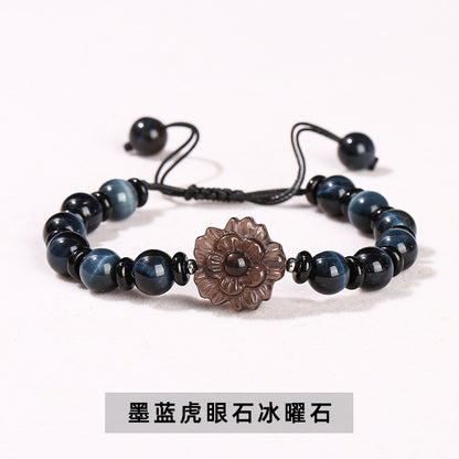 Natural stone flower woven bracelet