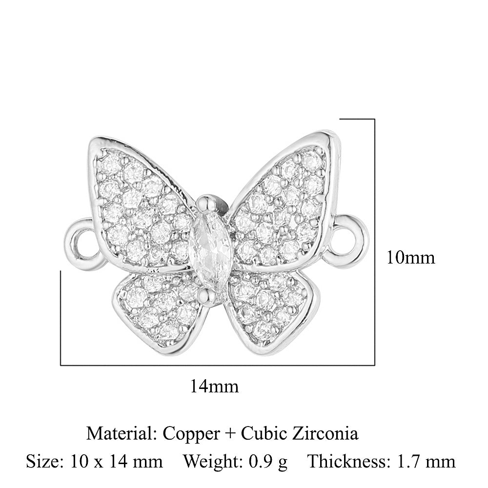 Cactus round zircon double hole copper accessories