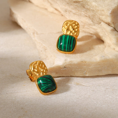 Green Malachite Necklace Earrings Ring