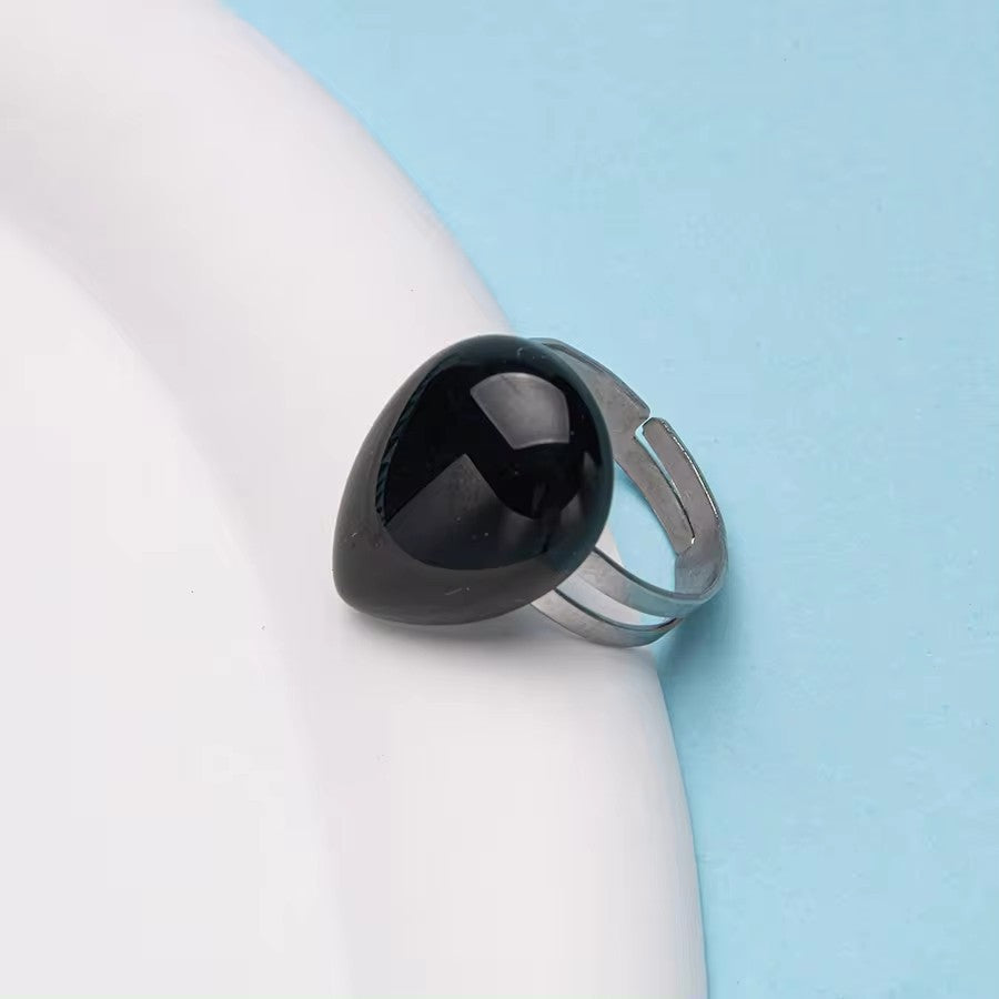 Natural Stone Teardrop Shape Agate Ring