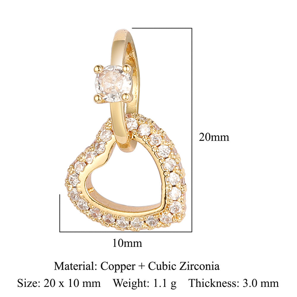 Heart-shaped wings square round zircon pendant.