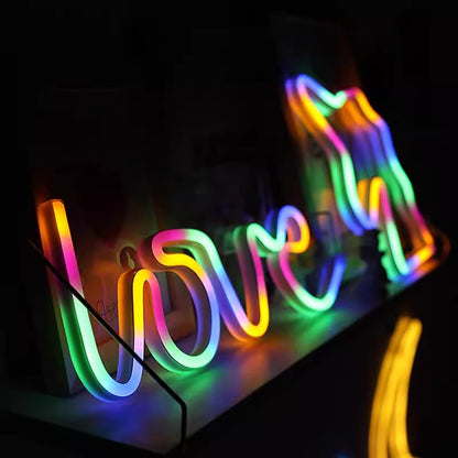 LED neon light arrangement small colored lights