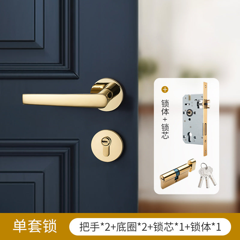 Door handle gold brass door lock