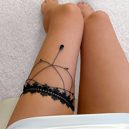 Black lace thigh chain