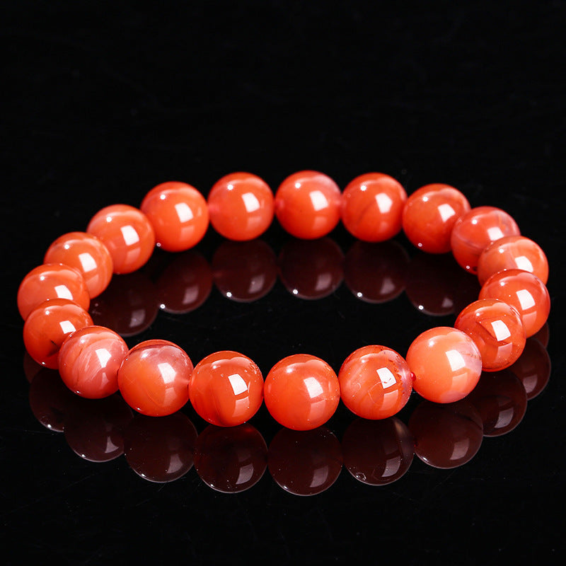 7A Natural Nanhong Agate Round Bead Bracelet