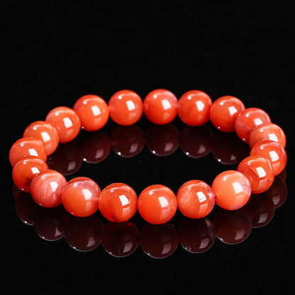 7A Natural Nanhong Agate Round Bead Bracelet