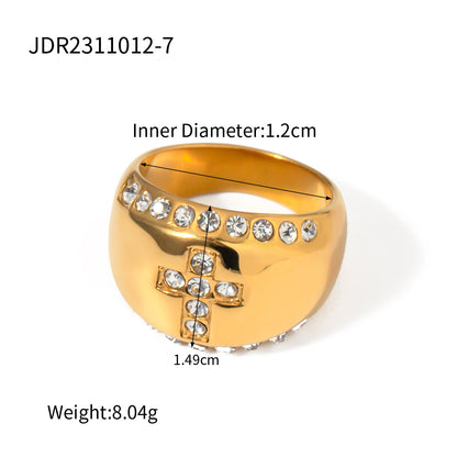 Diamond inlaid cross ring