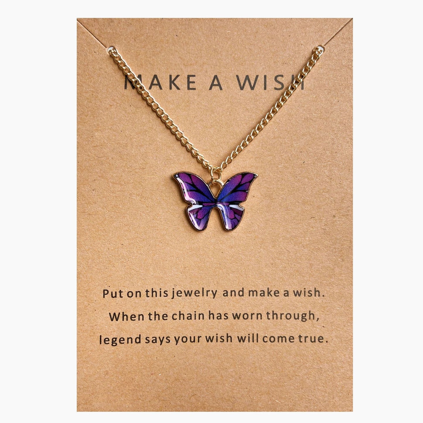 Letter Paper Card Butterfly Cat Alloy Necklace