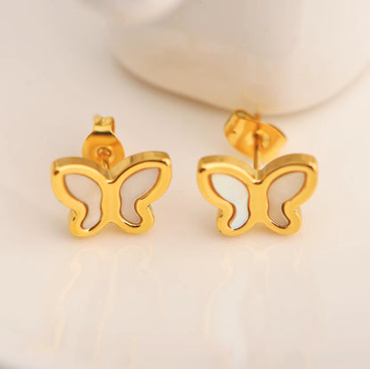 Shell butterfly stud earrings