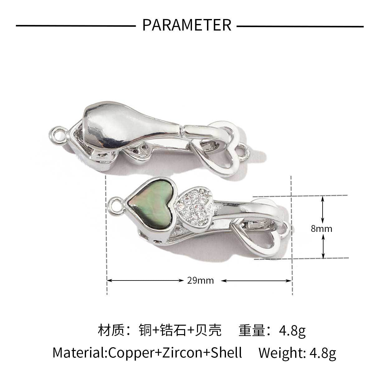 Butterfly shell copper zircon removable connecting buckle