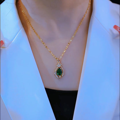 Emerald zircon titanium steel necklace