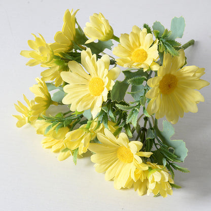 Ramo de flores de simulación, ramo pequeño de tela de seda de crisantemo solar 