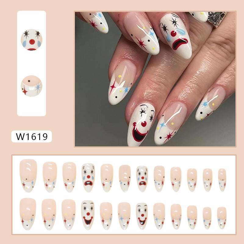 Clown Mask Short Almond Detachable Fake Nails