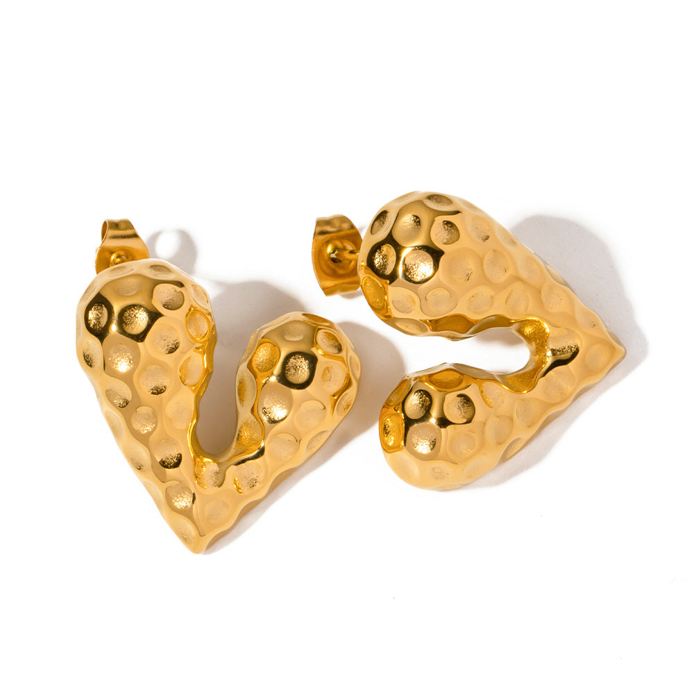 18K Gold Liquid Heart Shaped Earrings