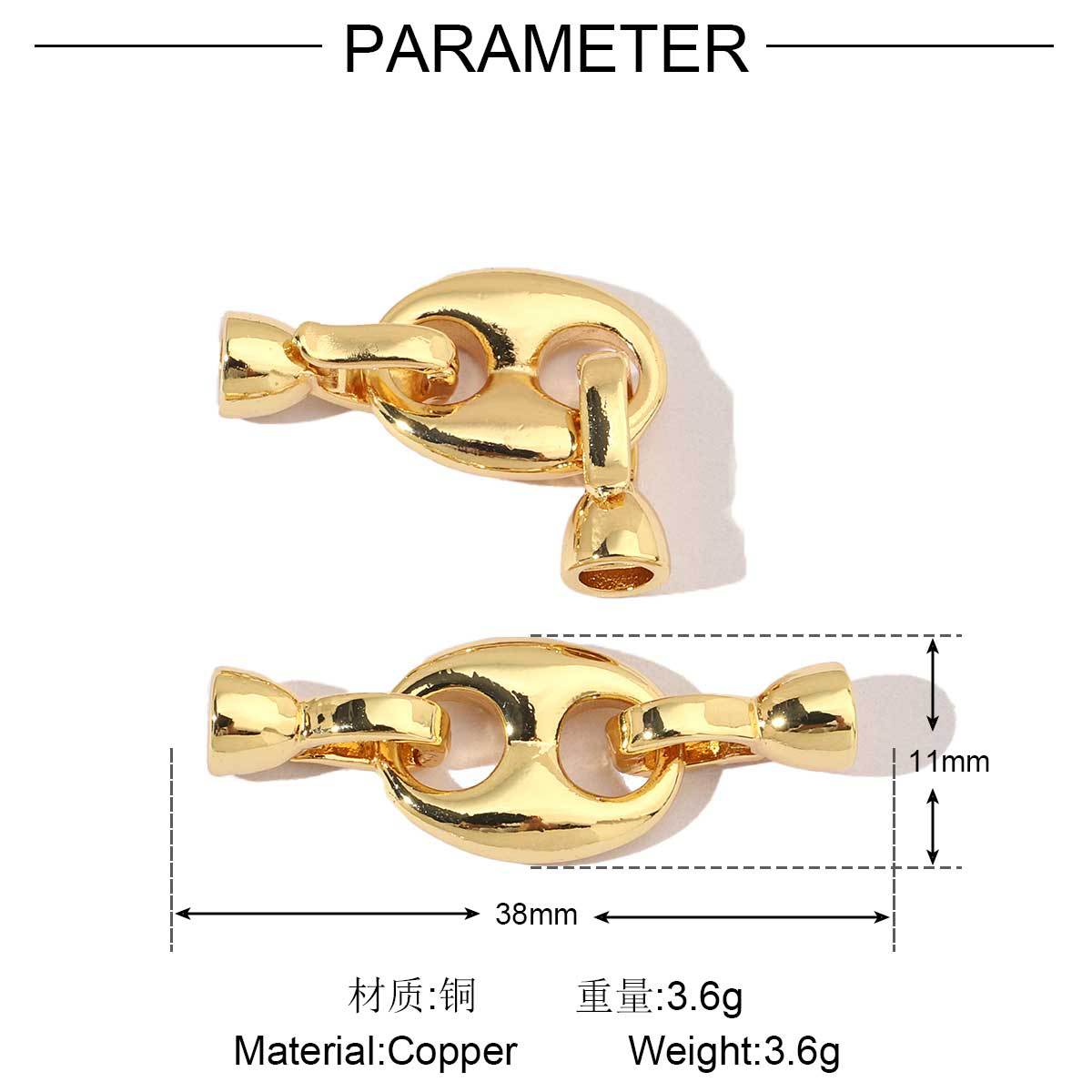 Pig nose copper zircon removable universal buckle connecting buckle