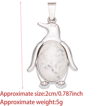 Colgante de cristal de piedras preciosas con incrustaciones de pingüino de aleación de ágata 