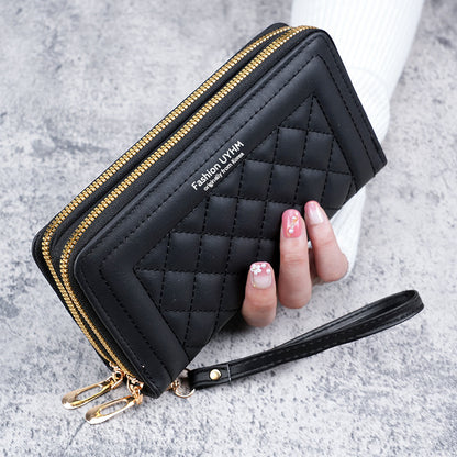 Mobile phone bag double zipper wallet