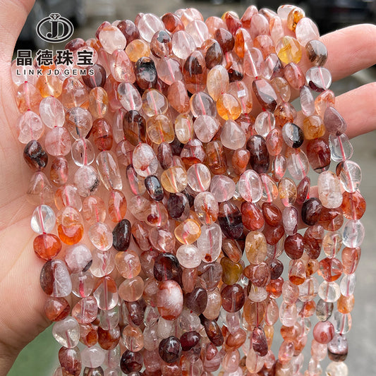 Natural red gum flower crystal with shaped beads loose beads