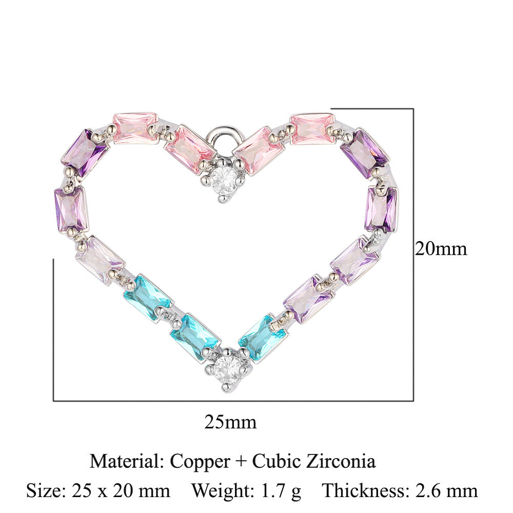 Color zircon peach heart copper zircon pendant.