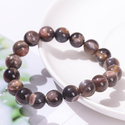 Natural dark black backbone sunstone bracelet