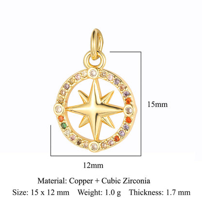 Star Tree of Life Horseshoe Iron Copper Zircon Pendant