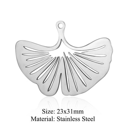 5pcs/pack of ginkgo biloba titanium steel pendant