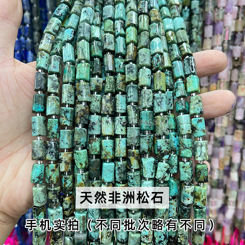 Natural stone crystal cut round tube beads loose beads