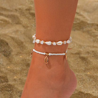 3-piece water drop coin acrylic anklet