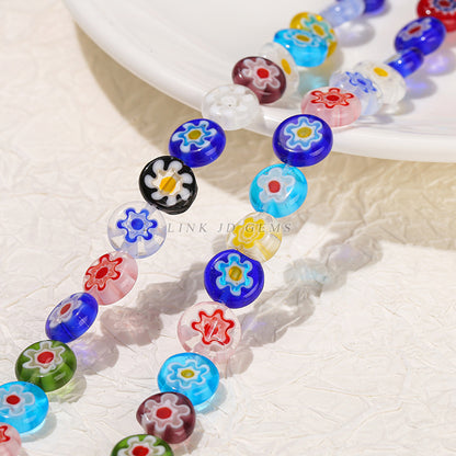 Thousand flowers glazed loose beads flat round beads