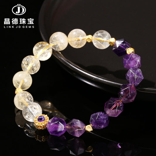 Natural citrine and amethyst bracelet.