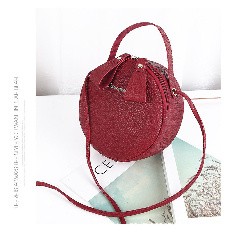 Litchi pattern small round bag