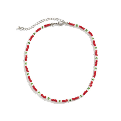 Colored Rice Bead Bead Necklace