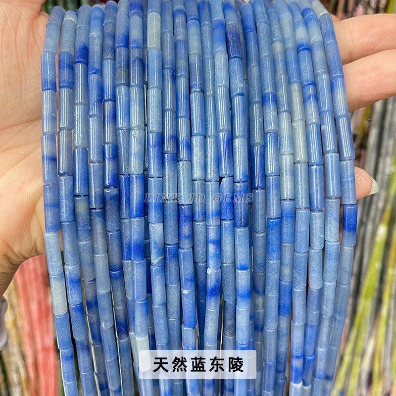 4 * 13 mm de cristal de polvo de ágata Dongling jade cuentas de tubo redondas cuentas sueltas 