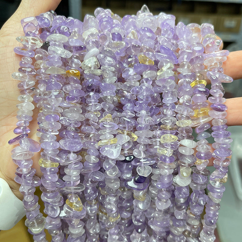 5-8Mm natural purple yellow crystal gravel porous loose beads