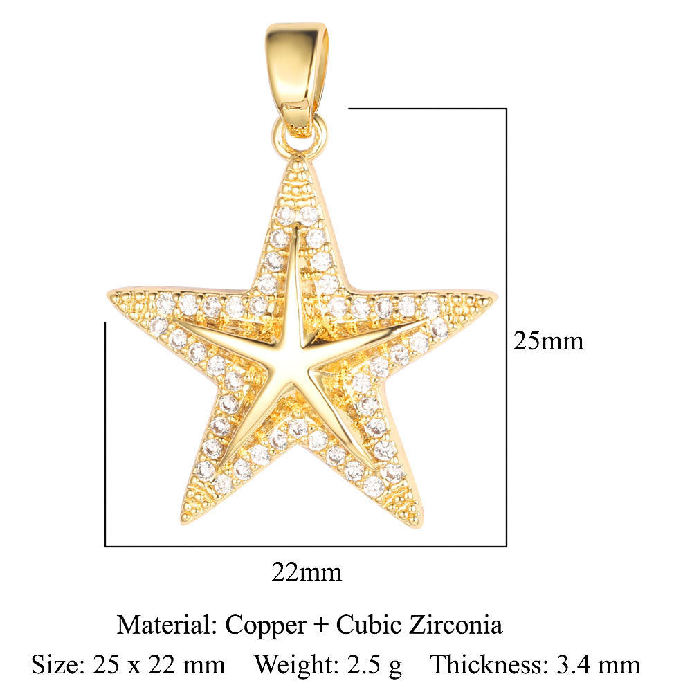 Sun Moon Star Universe Copper Zircon Pendant