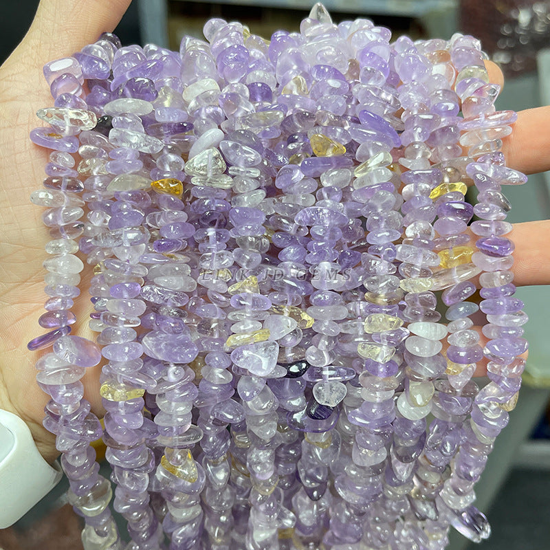 5-8Mm natural purple yellow crystal gravel porous loose beads