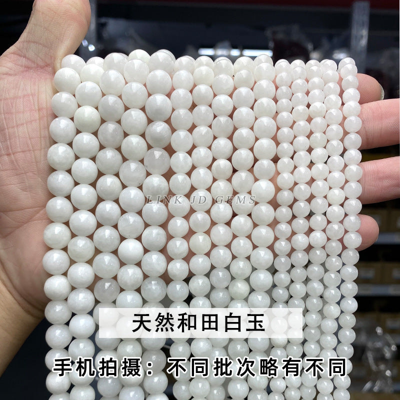 Xinjiang Hetian suet white jade loose beads