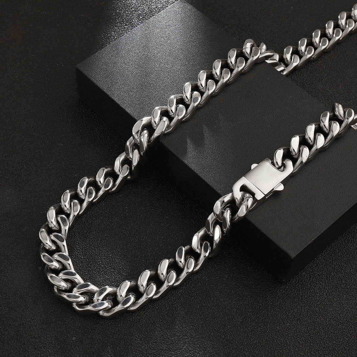 fashion Titanium Steel Cuban Chain Necklace Men's 11mm