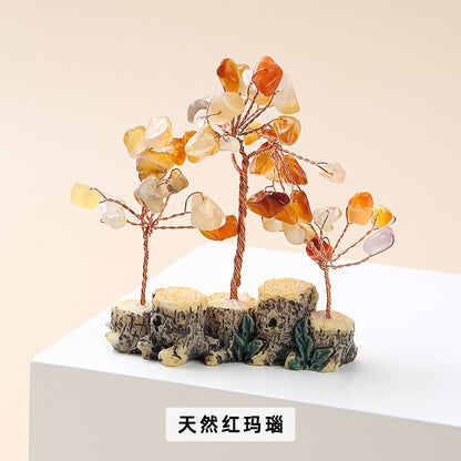 Colorful natural crystal gravel fortune tree ornament