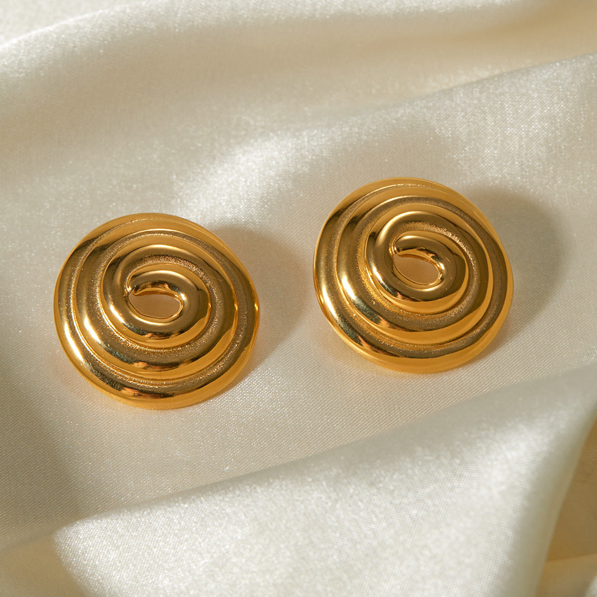 Threaded Hoop Disc Earrings