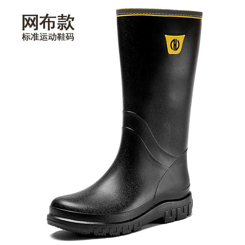 High tube rain shoes for men