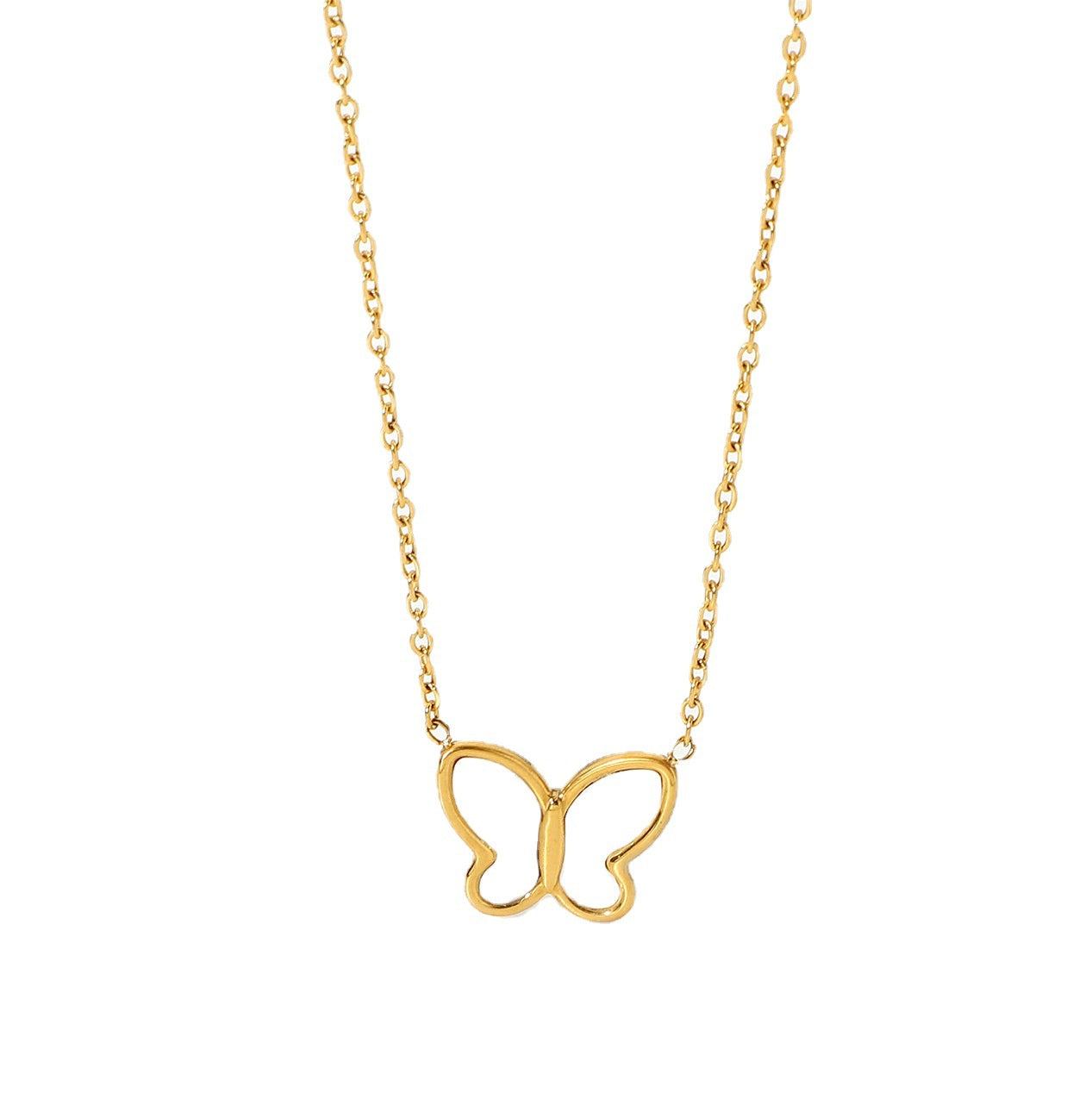 White Shell Butterfly Gold Chain Necklace