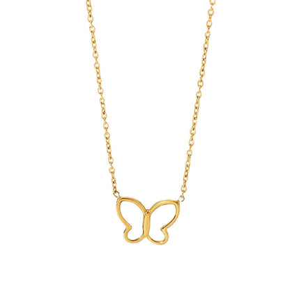 White Shell Butterfly Gold Chain Necklace