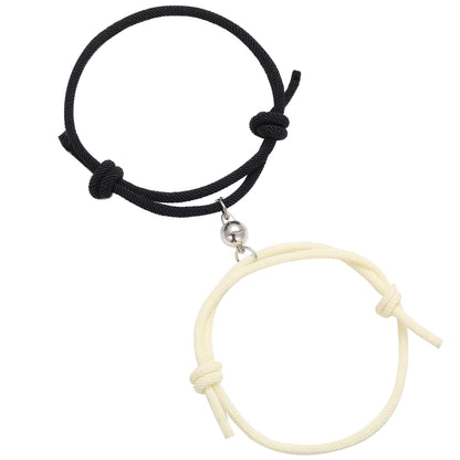 Black and white rope alloy magnet attraction bracelet