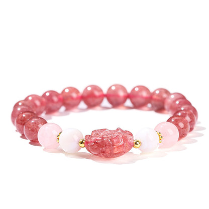 Natural strawberry crystal rose bracelet.