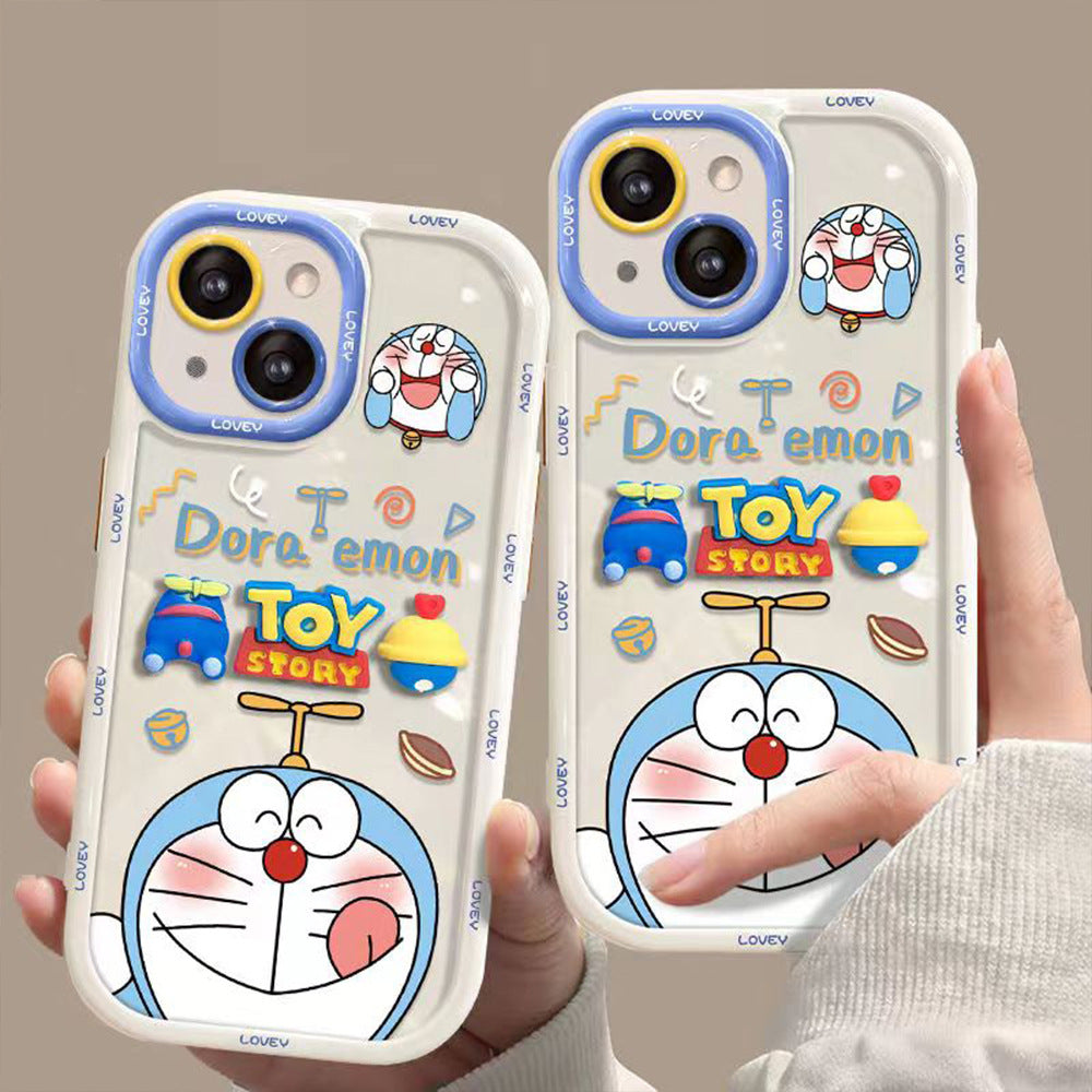 Cream Case iPhone15 Pro X Frog Flower Doraemon Pendant Cover