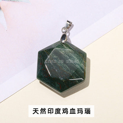 Natural stone crystal cut hexagram pendant.